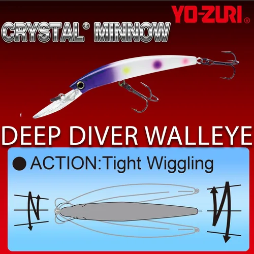 Miniatura 3 de Yo-Zuri Yo Zuri R 1301 Crystal Minnow Deep Diver Walleye Floating 5 1 4 ' 7 8 Oz 2 Hook