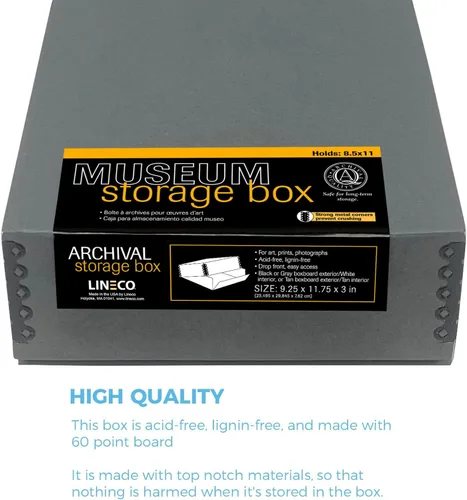 Miniatura 25 de Lineco Archival Caja de almacenamiento para impresión de 13x19 pulgadas, diseño frontal abatible, 13 1/2 x 19 1/2 x 3 pulgadas, color exterior: negro