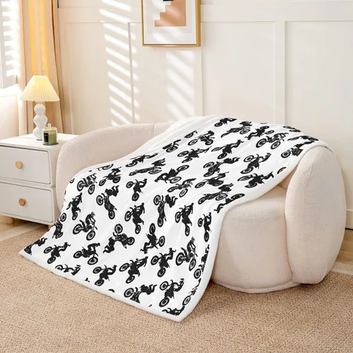 Miniatura 2 de Manta de forro polar de motocross para cama, sofá, niños, deportes extremos de motocicleta, manta mullida para motocross, motocicleta, manta Sherpa
