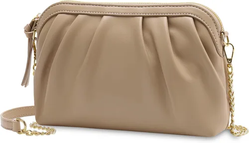 Miniatura 8 de VASCHY Bolso de mano para mujer, de cuero vegano fruncido, pequeño, formal, de noche, bolso cruzado al hombro, boda, fiesta