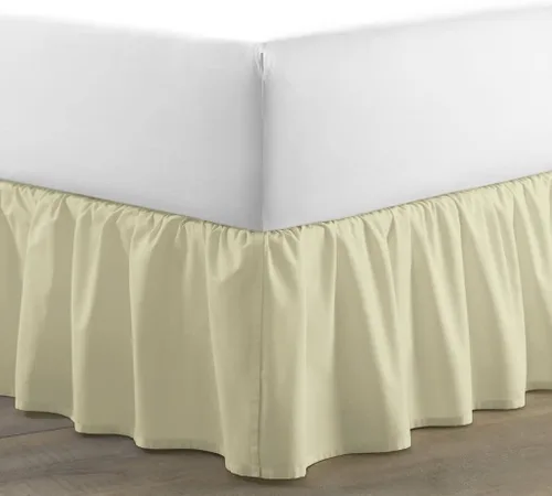 Miniatura 13 de Falda de cama individual negra para falda de cama con volantes con caída de 16 pulgadas, tela de tres lados ajustable con volantes suaves y sedosos