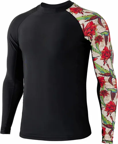 Miniatura 28 de HUGE SPORTS Camiseta de protección contra erupciones de manga larga para hombre UPF 50+ con protección UV, de secado rápido, con costuras de Bosque