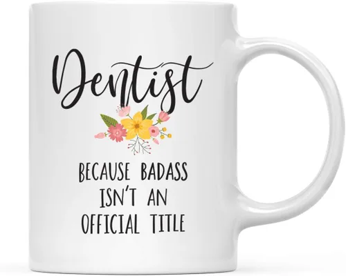Miniatura 49 de Andaz Press Taza de café de 11 onzas, regalo de broma, tía porque Badass no es un título oficial, gráfico floral, 1 paquete