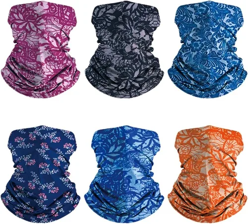 Miniatura 5 de Paquete de 6 pasamontañas para hombres y mujeres, protección UV, máscara de ciclismo multiusos y diadema transpirable
