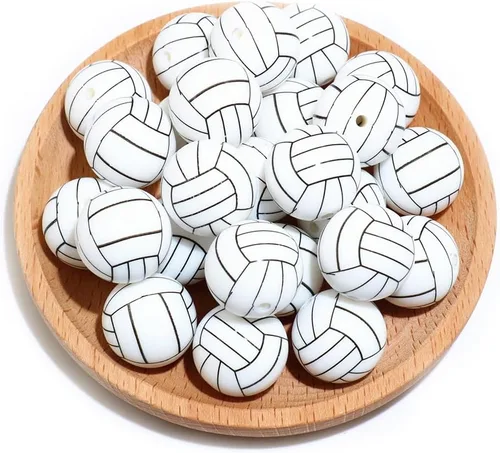 Miniatura 16 de 36 cuentas de silicona para fabricación de llaveros de 0.47 pulgadas y 0.59 pulgadas a granel de béisbol, baloncesto, fútbol, deporte, focal