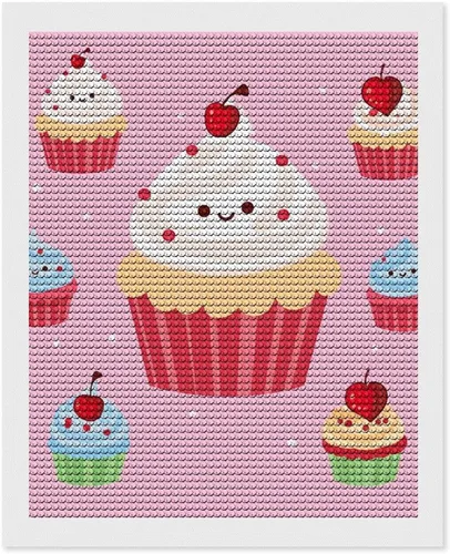 Miniatura 10 de Kits de pintura de diamantes para adultos, lindos cupcakes de taladro completo, pinturas de puntos de diamante, kits de arte de diamantes 5D