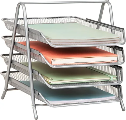 Miniatura 8 de Mind Reader MESHMON3P-BLK – Organizador con cajón y base para monitor, de rejilla de metal, y organizador de 3 niveles para escritorio de rejilla
