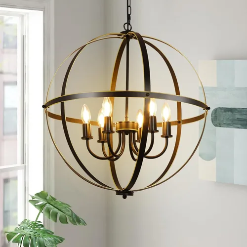 Miniatura 11 de DLLT - Lámpara colgante de globo vintage, negro mate, 1 luz, base E26, ideal para comedor, isla de cocina, sala de estar, oficina en casa