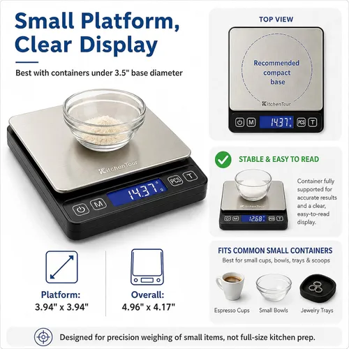 Miniatura 3 de K KitchenTour - Báscula digital de cocina - 500g/0.01g Balanza de alta precisión multifunción para alimentos, carne, joyas, laboratorio, quilates