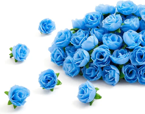 Miniatura 8 de SITUMEIZI 100 rosas artificiales de 1.3 pulgadas con cabeza de rosa rosa para decoración de bodas, gorras de graduación, pasteles, pared de flores