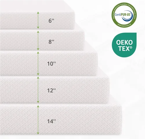 Miniatura 8 de EGOHOME Colchón de espuma viscoelástica individual XL, colchón de cama de 10 pulgadas en una caja con gel de té verde refrescante, alivia la presión
