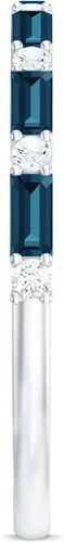 Miniatura 8 de Natural London Blue Topaz Diamond Half Eternity Anillo de calidad AAA, anillo apilable de topacio certificado – con joyero