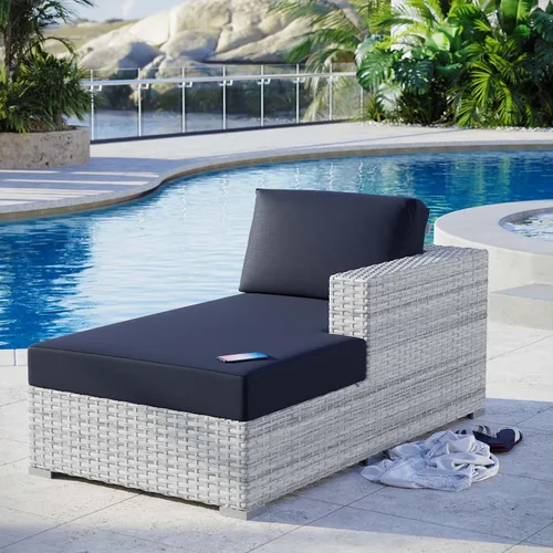 Miniatura 15 de Modway Convene - Otomana rectangular de mimbre para patio al aire libre, color gris claro