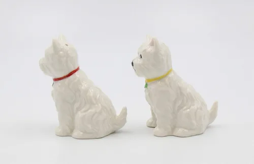 Miniatura 5 de Juego de salero y pimentero de cerámica de porcelana fina West Highland White Terrier Western Terrier Westie Dog Shamrocks Salero y Pimentero, 2-7/8