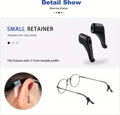 Miniatura 3 de 20 pares de agarraderas para las orejas, soporte antideslizante para lentes, agarres de silicona para gafas, agarres para orejas, retenedor de 20