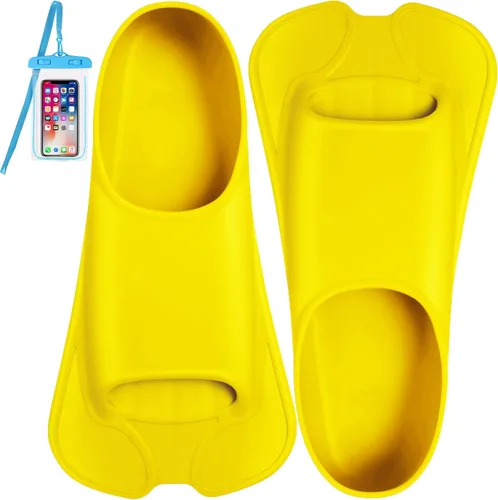Miniatura 9 de Aletas de natación, aletas de entrenamiento de natación Happyouth, aletas cortas de silicona con bolsa de malla para natación de vueltas, niños