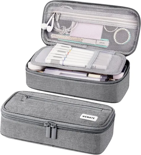 Miniatura 11 de WEMATE Estuche para lápices, organizador grande de almacenamiento para papelería, esencial para el regreso a la escuela, imprescindible para el Rosa
