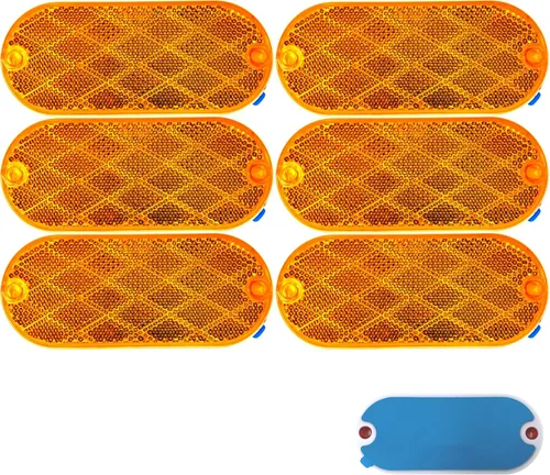 Miniatura 9 de All Star Truck Parts Reflectores ovalados rojos/ámbares autoadhesivos o con montaje para taladrar, montaje rápido SAE 13 DOT (Rojo, 6)