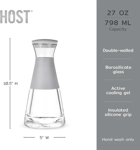 Miniatura 3 de HOST Recipientes de vidrio FREEZE para refrigerador, botellas de jugo de vidrio con tapas, jarra de agua de vidrio con gel refrigerante, 27 onzas
