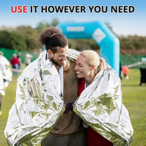 Miniatura 9 de SecuCaptain Mantas Térmicas de Emergencia de Supervivencia: Extra Grandes 84" x 63" Kit de Manta de Mylar Espacial para Exteriores Camping