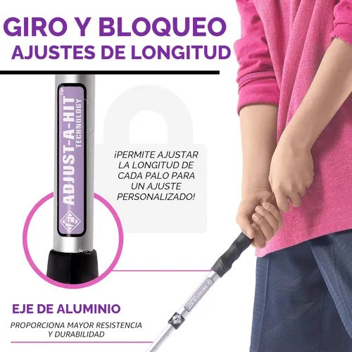 Miniatura 4 de Franklin Sports Juego de Golf para Niños - Juego de Palos de Golf de Plástico Ajustable para Jóvenes - Juego de Golf de Plástico para Niños con Rosa