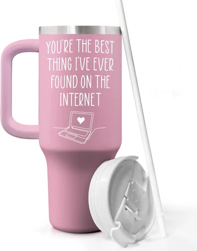 Vaso de 40 Onzas Regalos para Esposa Con Asa y Tapa de Pajita - Regalos de Aniversario Día de San Valentín Navidad para Ella, Novia del Esposo -