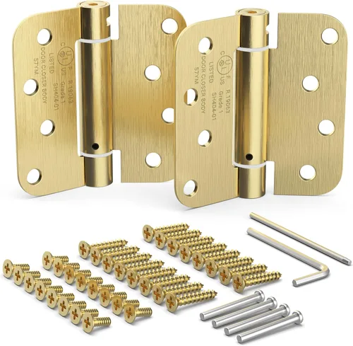 Miniatura 12 de Houseables Bisagras de puerta de cierre automático, cierre de puerta de bisagra de resorte, con resorte cargado, cierre automático, 4 pulgadas