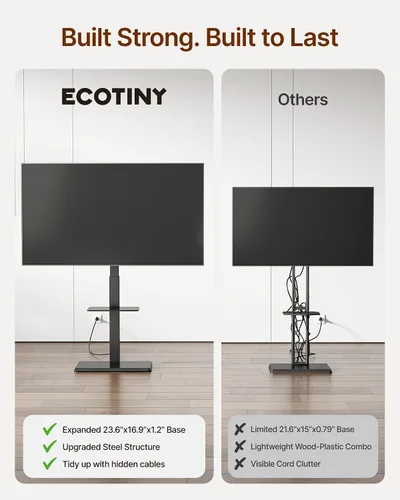 Miniatura 3 de Soporte de piso para TV de acero con toma de corriente para televisores de 32 a 75 pulgadas, hasta 110 libras, soporte de TV ajustable en altura