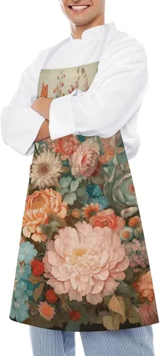 Miniatura 4 de MUSM Apron for Adults - 27.6 X 31.5 Inch, Heavy-Duty Polyester Aprons with Two Large Pockets, Waterproof Pastel Colors Kitchen Apron for Cooking
