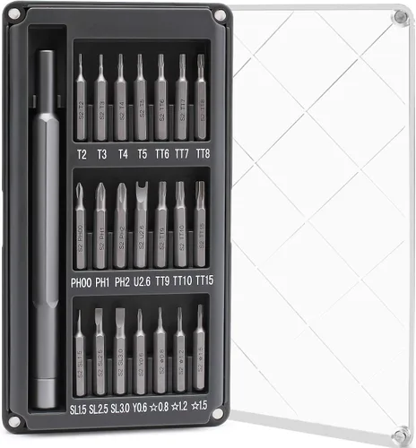 Juego de destornilladores de precisión de 21 bits, mini juego de destornilladores magnéticos para reparar teléfonos celulares, relojes, portátiles,