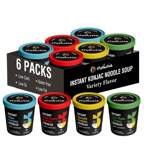 Miniatura 13 de Hethstia Konjac Noodles Angel Hair - Paquete de 6 fideos Shirataki, bajo en calorías, bajo en carbohidratos, sin azúcar, sin gluten, apto para dieta