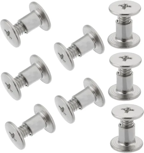 Miniatura 4 de Aicosineg 20 tornillos Phillips M5x6mm de fijación para cinturón, hebilla de acero al carbono, cabeza cruzada, tornillos Chicago, cierre de cuero