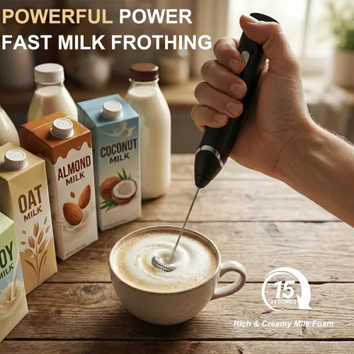 Miniatura 4 de Espumador de leche recargable para plantas, espumador de leche de café de 3 velocidades portátil con 2 batidores de acero inoxidable desmontables