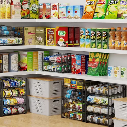 Miniatura 6 de Sbanmao - Paquete de 2 organizadores apilables para latas para despensa, estante ajustable para latas de almacenamiento de alimentos enlatados
