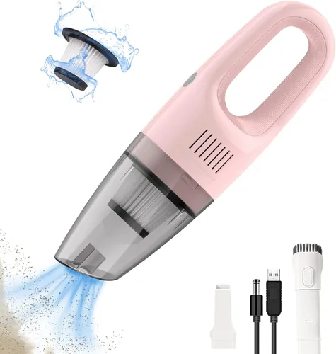 Aspiradora portátil inalámbrica para automóvil, mini aspiradora de mano de alta potencia, kit de detalles de plumero de escritorio ligero recargable