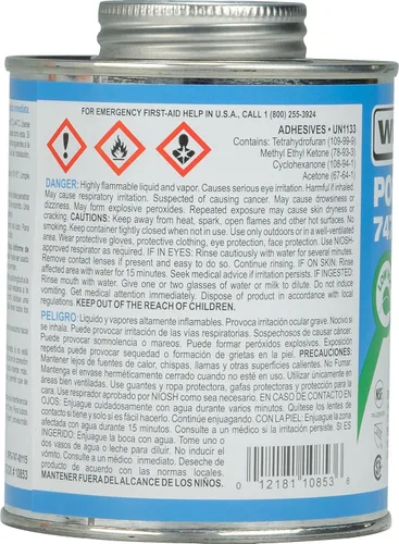 Miniatura 3 de Weld-On 10853 747 Pool 'R Spa - Cemento solvente de PVC de cuerpo medio de alta resistencia, ajuste extremadamente rápido y bajo contenido