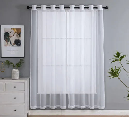 Miniatura 50 de PI - Cortinas traslúcidas con paneles pequeños, cortina transparente para ventana de cocina, mirador, 2 paneles