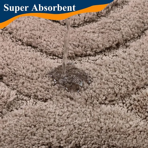 Miniatura 5 de Juego de alfombras de baño Ileading de 5 piezas, tapete de baño ultra suave y absorbente para baño, juego de alfombras de baño antideslizante y Café