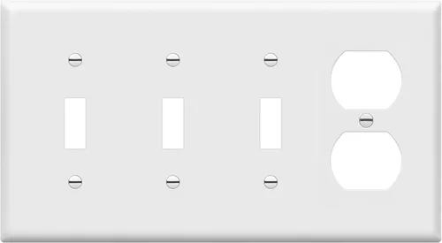 Miniatura 11 de ENERLITES Placa de pared combinada de triple palanca/salida de receptáculo dúplex individual, tamaño estándar, cubierta de interruptor de luz de 4