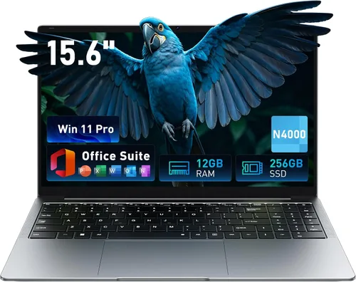 portátil de 15.6" FHD, 12 GB RAM 256 GB SSD, Intel Celeron N4000, computadora portátil Win 11 Essential para estudiantes, clases en línea, hogar,