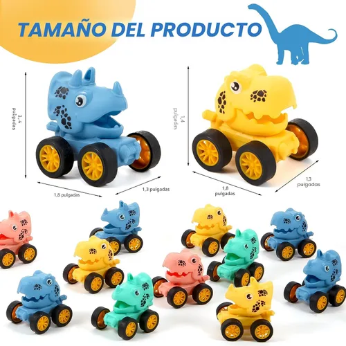 Miniatura 2 de Juego de 18 autos de dinosaurio con retroceso para niños pequeños, mini vehículos de carreras a granel, obsequios de fiesta, rellenos de piñata