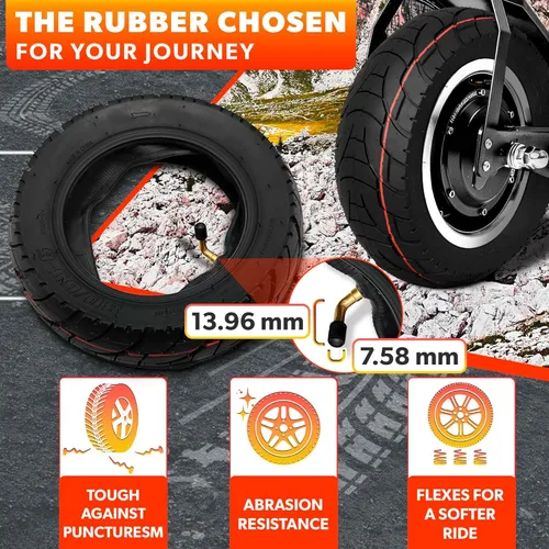 Miniatura 3 de Tubo de neumático de scooter 80/65-6 para todas las estaciones – Reemplazo de neumáticos de scooter eléctrico de 10 x 3 pulgadas con banda