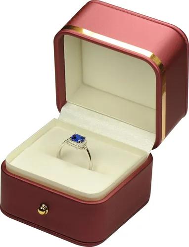 Miniatura 2 de Caja de anillo para propuesta de boda, compromiso para hombres y mujeres, de lujo, suave al tacto, color rojo de primera calidad, caja de joyería