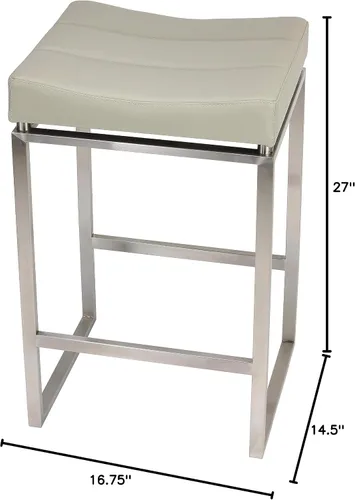 Miniatura 3 de Cortesi Home Taburete Isis de acero inoxidable cepillado, color gris claro