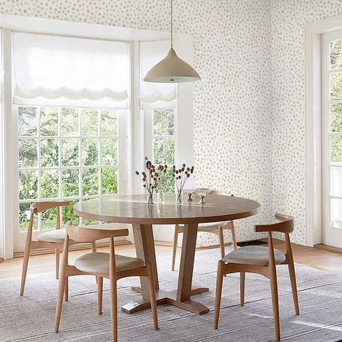 Miniatura 9 de Dimoon Papel Tapiz Despegar y Pegar de 17.3''x78.7'' Boho Beige Papel de Contacto Natural Moderno de Lunares Blancos Papel Tapiz Removible para Baño