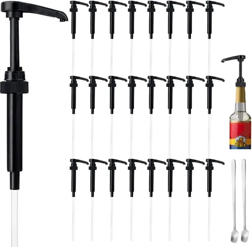 Miniatura 8 de Paquete de 12 dispensadores de bomba de jarabe de café blanco, compatible con botellas de 25.4 onzas, ideal para mezclas de bebidas del hogar