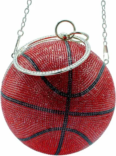 Miniatura 31 de UMREN Bolso cruzado con forma de baloncesto para mujer, con diamantes de imitación, bola redonda de cristal, bolso de mano para fiesta de boda