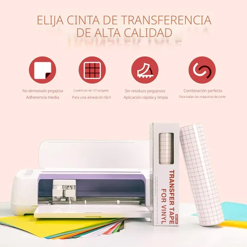 Miniatura 2 de YRYM HT Rollo de cinta de papel de transferencia de vinilo transparente - 12 x 50 pies con rejilla de alineación Cinta de aplicación para Silhouette