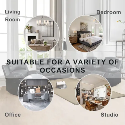 Miniatura 9 de Conjunto de sofá para sala de Estar, sillón reclinable de cuero transpirable, sofá de 3 plazas para cine en casa con portavasos para apartamento