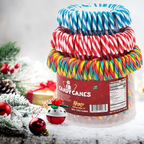 Miniatura 5 de Bastones de Caramelo de Navidad Tutti Frutti, Menta Azul/Blanca, Mezcla de Sabores de Cereza Roja y Blanca - Bastones de Caramelo a Granel Envueltos